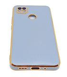 VAKIBO Golden Chrome Border Steel Blue Coloured Soft TPU Back Cover Case With Camera Protection Suitable for Mi Poco C31