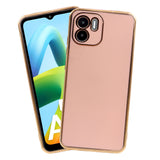 VAKIBO Golden Chrome Border Peach Coloured Soft TPU Back Cover Case With Camera Protection Suitable for Mi Redmi A1