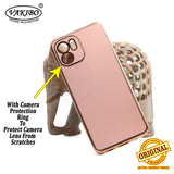 VAKIBO Golden Chrome Border Peach Coloured Soft TPU Back Cover Case With Camera Protection Suitable for Mi Redmi A1