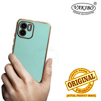 VAKIBO Golden Chrome Border Pista Coloured Soft TPU Back Cover Case With Camera Protection Suitable for Mi Redmi A2