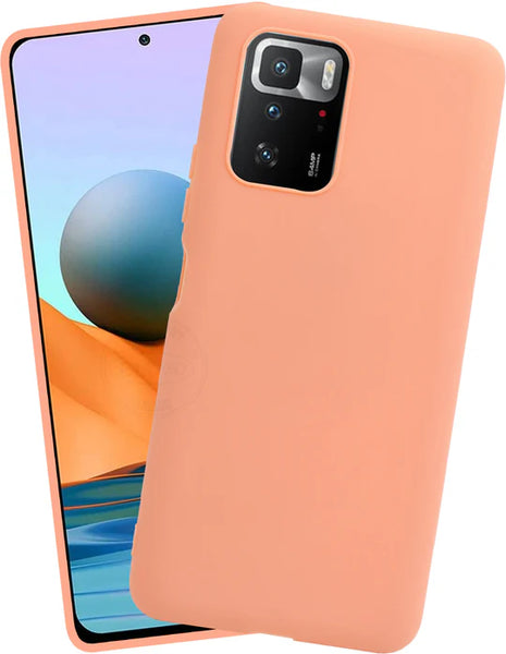 VAKIBO 1.2 MM Thick Peach Coloured Soft TPU Rubber Back Cover Case With Camera Protection Ring Suitable for MI Redmi Note 10 Pro Max 5G