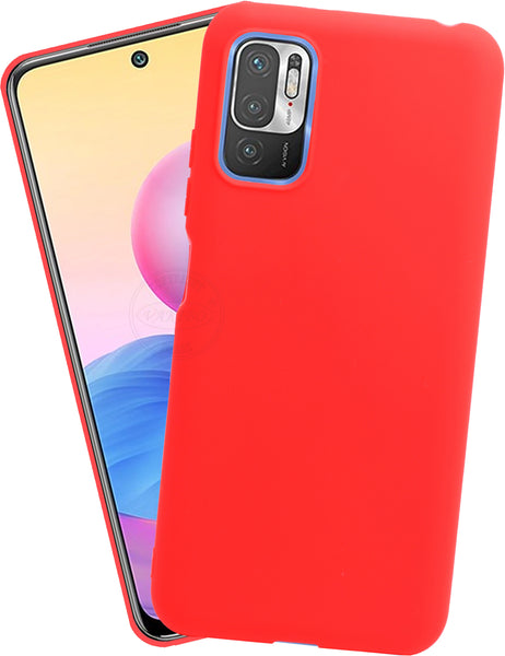 VAKIBO 1.2 MM Thick Red Coloured Soft TPU Rubber Back Cover Case With Camera Protection Ring Suitable for MI Redmi Note 10T
