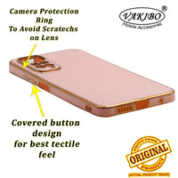 VAKIBO Golden Chrome Border Peach Coloured Soft TPU Back Cover Case With Camera Protection Suitable for Mi Redmi Note 11