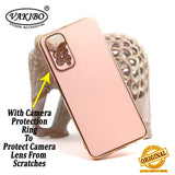 VAKIBO Golden Chrome Border Peach Coloured Soft TPU Back Cover Case With Camera Protection Suitable for Mi Redmi Note 11