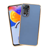 VAKIBO Golden Chrome Border Steel Blue Coloured Soft TPU Back Cover Case With Camera Protection Suitable for Mi Redmi Note 11S