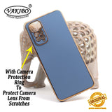 VAKIBO Golden Chrome Border Steel Blue Coloured Soft TPU Back Cover Case With Camera Protection Suitable for Mi Redmi Note 11