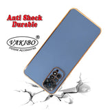 VAKIBO Golden Chrome Border Steel Blue Coloured Soft TPU Back Cover Case With Camera Protection Suitable for Mi Redmi Note 11S