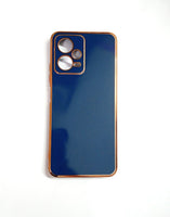 VAKIBO Golden Chrome Border Blue Coloured Soft TPU Back Cover Case With Camera Protection Suitable for Mi Poco X5