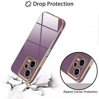 VAKIBO Golden Chrome Border  purple Coloured Soft TPU Back Cover Case With Camera Protection Suitable for Mi Poco X5 5G