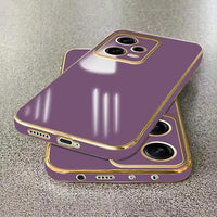 VAKIBO Golden Chrome Border  purple Coloured Soft TPU Back Cover Case With Camera Protection Suitable for Mi Redmi Note 12