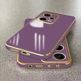 VAKIBO Golden Chrome Border  purple Coloured Soft TPU Back Cover Case With Camera Protection Suitable for Mi Poco X5 5G