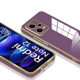 VAKIBO Golden Chrome Border  purple Coloured Soft TPU Back Cover Case With Camera Protection Suitable for Mi Redmi Note 12