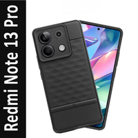 VAKIBO Parallax Design Black Coloured Soft TPU Rubber Back Cover Case With Camera Protection Ring Suitable for Mi Redmi Note 13 Pro