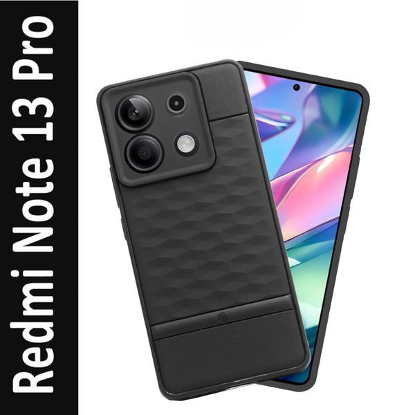 VAKIBO Parallax Design Black Coloured Soft TPU Rubber Back Cover Case With Camera Protection Ring Suitable for Mi Redmi Note 13 Pro
