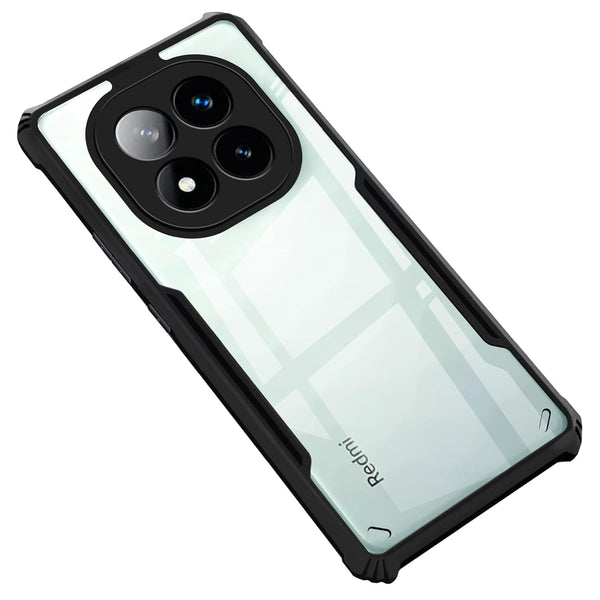 VAKIBO Best Selling Black and Transparent Coloured Made With Soft TPU and Acrylic Back Cover Case With 4 Corner and Camera Protection Suitable for Mi Redmi Note 14 Pro