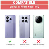 VAKIBO Best Selling Black and Transparent Coloured Made With Soft TPU and Acrylic Back Cover Case With 4 Corner and Camera Protection Suitable for Mi Redmi Note 14