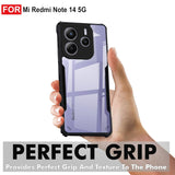 VAKIBO Best Selling Black and Transparent Coloured Made With Soft TPU and Acrylic Back Cover Case With 4 Corner and Camera Protection Suitable for Mi Redmi Note 14