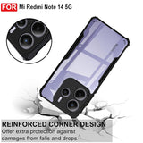 VAKIBO Best Selling Black and Transparent Coloured Made With Soft TPU and Acrylic Back Cover Case With 4 Corner and Camera Protection Suitable for Mi Redmi Note 14