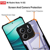 VAKIBO Best Selling Black and Transparent Coloured Made With Soft TPU and Acrylic Back Cover Case With 4 Corner and Camera Protection Suitable for Mi Redmi Note 14