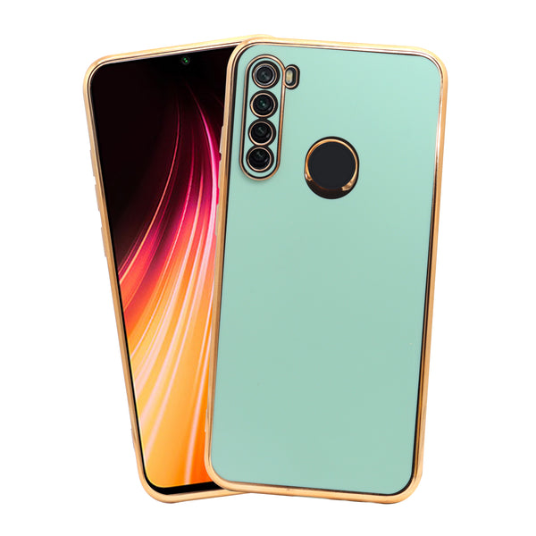 VAKIBO Golden Chrome Border Pista Coloured Soft TPU Back Cover Case With Camera Protection Suitable for Mi Redmi Note 8