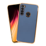 VAKIBO Golden Chrome Border Steel Blue Coloured Soft TPU Back Cover Case With Camera Protection Suitable for Mi Redmi Note 8