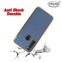 VAKIBO Golden Chrome Border Steel Blue Coloured Soft TPU Back Cover Case With Camera Protection Suitable for Mi Redmi Note 8