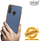 VAKIBO Golden Chrome Border Steel Blue Coloured Soft TPU Back Cover Case With Camera Protection Suitable for Mi Redmi Note 8