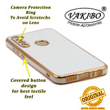 VAKIBO Golden Chrome Border White Coloured Soft TPU Back Cover Case With Camera Protection Suitable for Mi Redmi Note 8