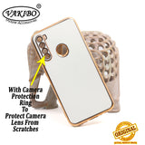 VAKIBO Golden Chrome Border White Coloured Soft TPU Back Cover Case With Camera Protection Suitable for Mi Redmi Note 8