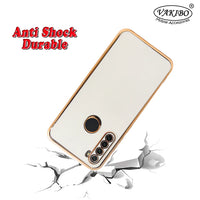 VAKIBO Golden Chrome Border White Coloured Soft TPU Back Cover Case With Camera Protection Suitable for Mi Redmi Note 8T