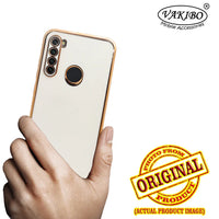 VAKIBO Golden Chrome Border White Coloured Soft TPU Back Cover Case With Camera Protection Suitable for Mi Redmi Note 8T