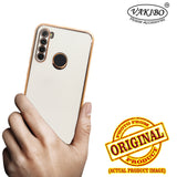 VAKIBO Golden Chrome Border White Coloured Soft TPU Back Cover Case With Camera Protection Suitable for Mi Redmi Note 8