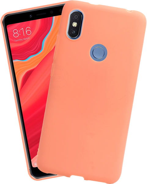 VAKIBO 1.2 MM Thick Peach Coloured Soft TPU Rubber Back Cover Case With Camera Protection Ring Suitable for Mi Redmi Y2