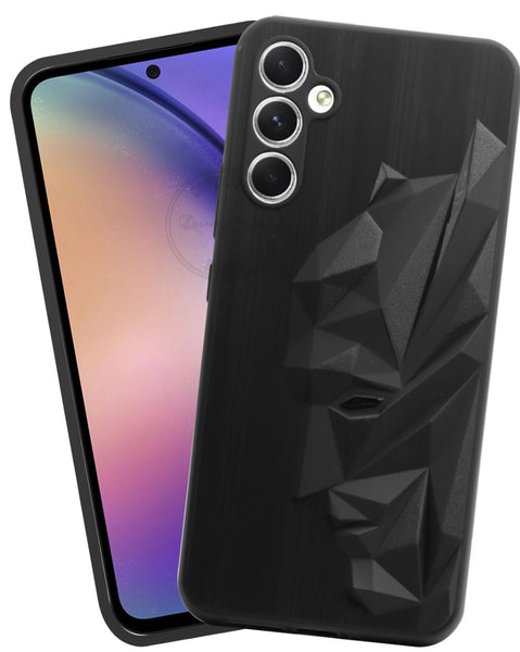 VAKIBO Bat Man 3D Mask Design Black Coloured Soft TPU Back Cover Case With Camera Protection Ring Suitable for Samsung Galaxy A34