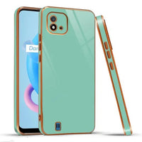 VAKIBO Golden Chrome Border Pista Coloured Soft TPU Back Cover Case With Camera Protection Suitable for Realme C11 2021