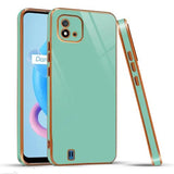 VAKIBO Golden Chrome Border Pista Coloured Soft TPU Back Cover Case With Camera Protection Suitable for Realme C20