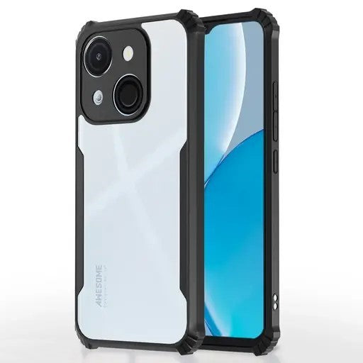 VAKIBO Best Selling Black and Transparent Coloured Made With Soft TPU and Acrylic Back Cover Case With 4 Corner and Camera Protection Suitable for iTel A50C