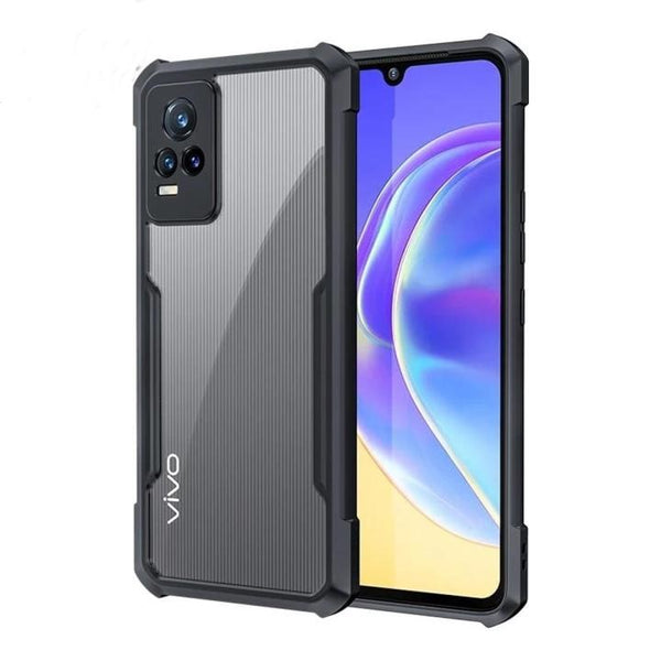 VAKIBO Super Premium Black Border Transparent Case With Corner Protection & Camera Protection Suitable for Vivo V21E