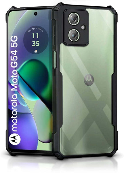 VAKIBO Super Premium Black Border Transparent Case With Corner Protection & Camera Protection Suitable for Moto G54