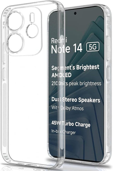 VAKIBO Premium Clear 1.5MM Thick Transparent Soft TPU Rubber Back Cover Case With Camera Protection Suitable for Mi Redmi Note 14 5G