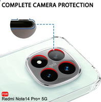 VAKIBO Premium Clear 1.5MM Thick Transparent Soft TPU Rubber Back Cover Case With Camera Protection Suitable for Mi Redmi Note 14 Pro Plus 5G