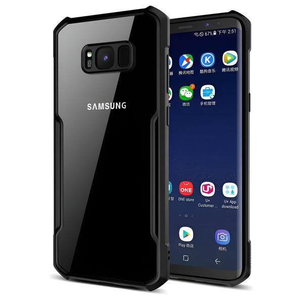 VAKIBO Super Premium Black Border Transparent Case With Corner Protection & Camera Protection Suitable for Samsung S8 Plus