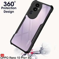 VAKIBO Best Selling Black and Transparent Back Cover Case Made With Soft TPU and Acrylic With 4 Corner and Camera Protection Suitable for Oppo Reno 10 Pro Plus