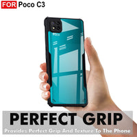 VAKIBO Best Selling Black and Transparent Back Cover Case Made With Soft TPU and Acrylic With 4 Corner and Camera Protection Suitable for Mi Poco C3