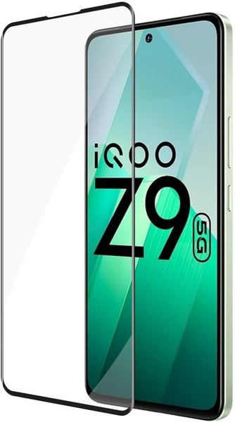 Super Premium Quality Tempered Glass Screen Guard Protector With Black Border Suitable For iQOO Z9