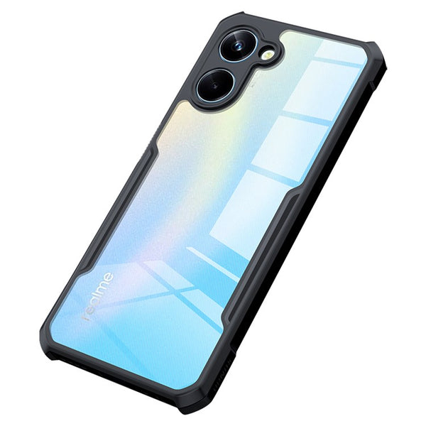 VAKIBO Best Selling Black and Transparent Coloured Made With Soft TPU and Acrylic Back Cover Case With 4 Corner and Camera Protection Suitable for Realme 10 4G