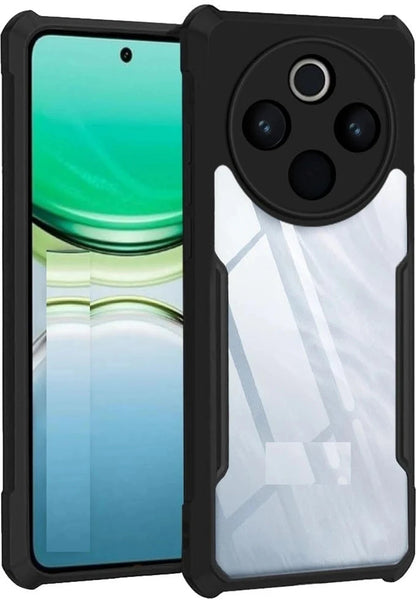 VAKIBO Best Selling Black and Transparent Coloured Made With Soft TPU and Acrylic Back Cover Case With 4 Corner and Camera Protection Suitable for Vivo Y300 Pro