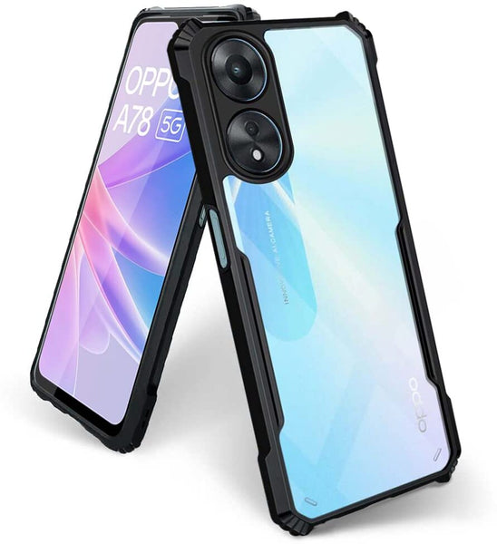 VAKIBO Super Premium Black Border Transparent Case With Corner Protection & Camera Protection Suitable for Oppo A78 5G