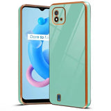 VAKIBO Golden Chrome Border Pista Coloured Soft TPU Back Cover Case With Camera Protection Suitable for Realme C20