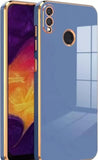VAKIBO Golden Chrome Border Steel Blue Coloured Soft TPU Back Cover Case With Camera Protection Suitable for Mi Redmi 7